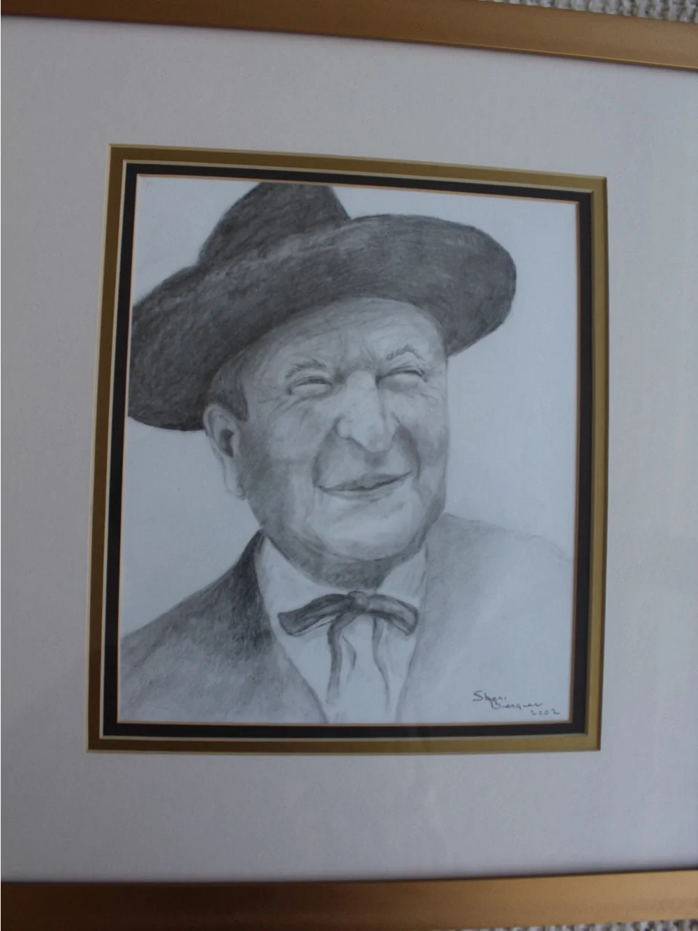 Framed Charcoal Portrait Artwork in Black and White - Picture 6 of 8